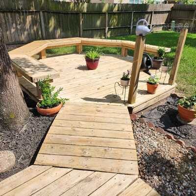 Deck after washing — clean restored wood